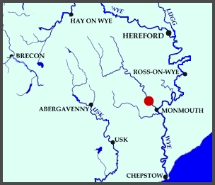 Map showing the Monnow Valley Fishery in Rockfield